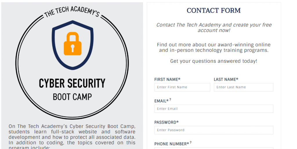 Cybersecurity bootcamp with job placement