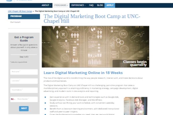 Digital Marketing bootcamp at UNC-Chapel Hill